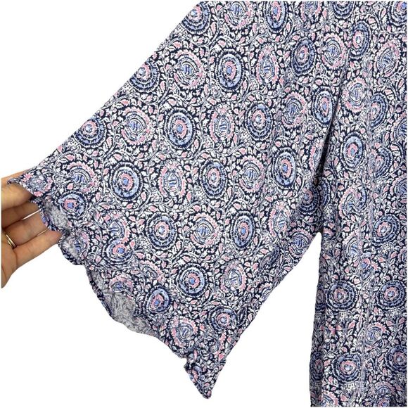 Cynthia Rowley Womens Flared Sleeve Paisley Floral Top 3X Festival Boho Hippie - Picture 3 of 8